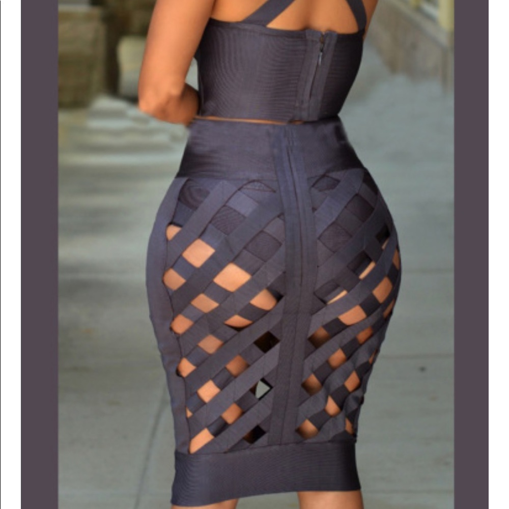 3 piece bandage skirt set sz small gray BRAND NEW NEVER WORN!!!
